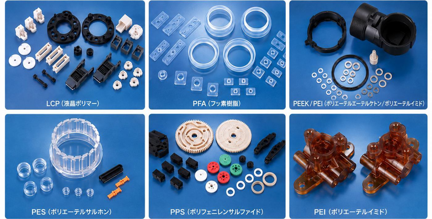LCP・PFA・PEEK／PEI・PES・PPSの成形品例